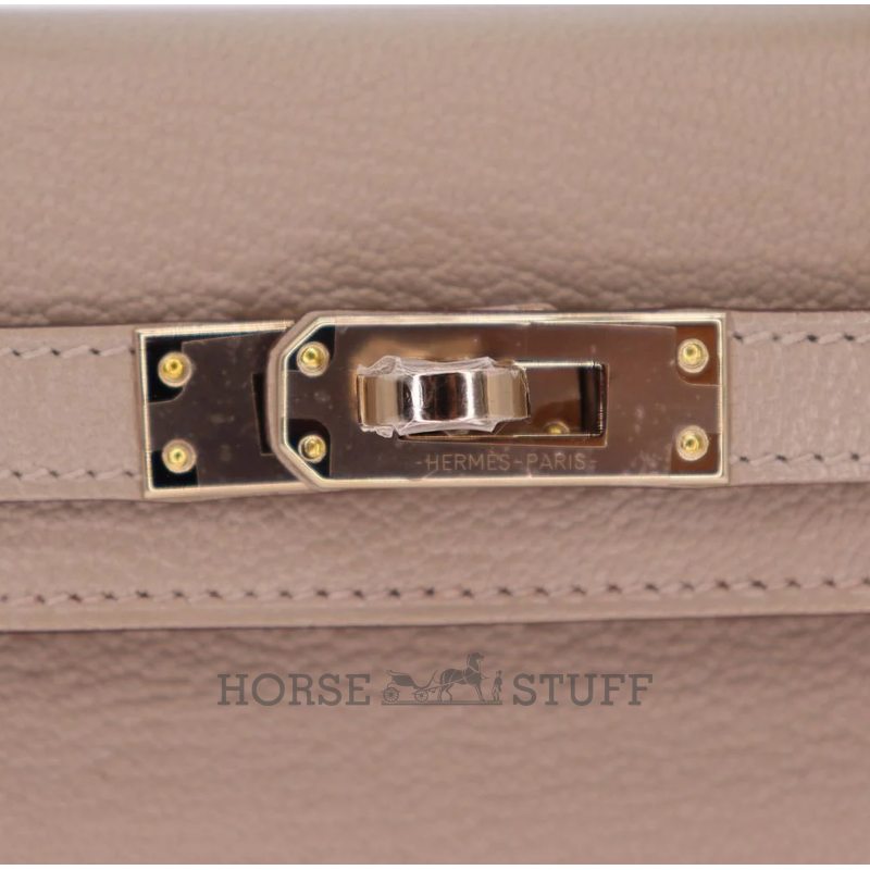 Hermès Kelly Sellier Mini II Gris Tourterelle Chèvre Mysore Permabrass HW