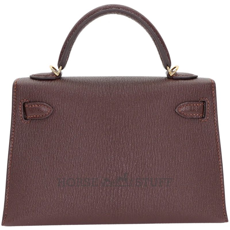 Hermès Kelly Sellier Mini II Havane Chèvre Mysore GHW
