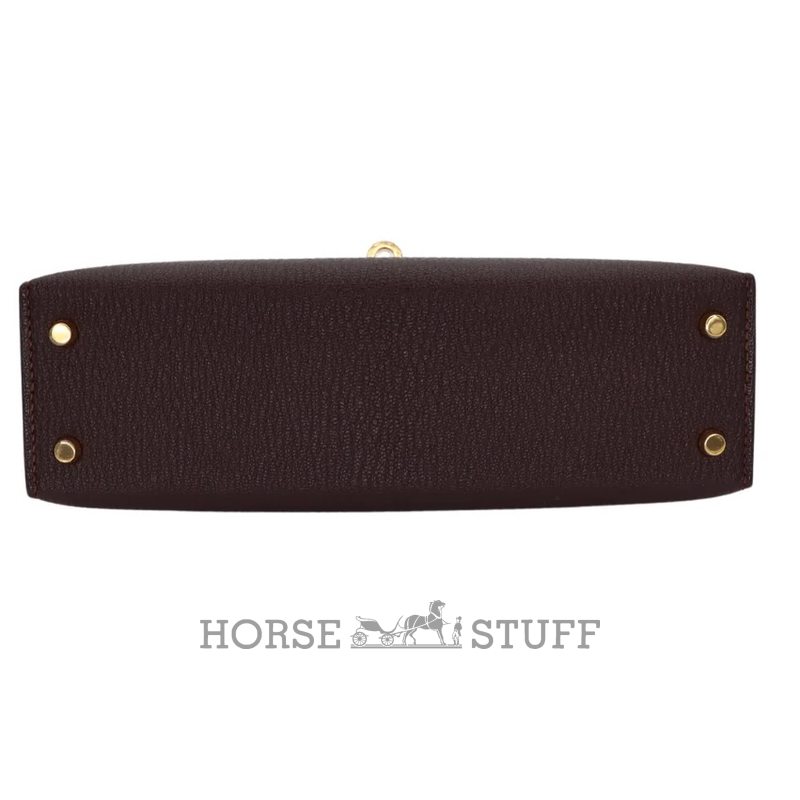 Hermès Kelly Sellier Mini II Havane Chèvre Mysore GHW