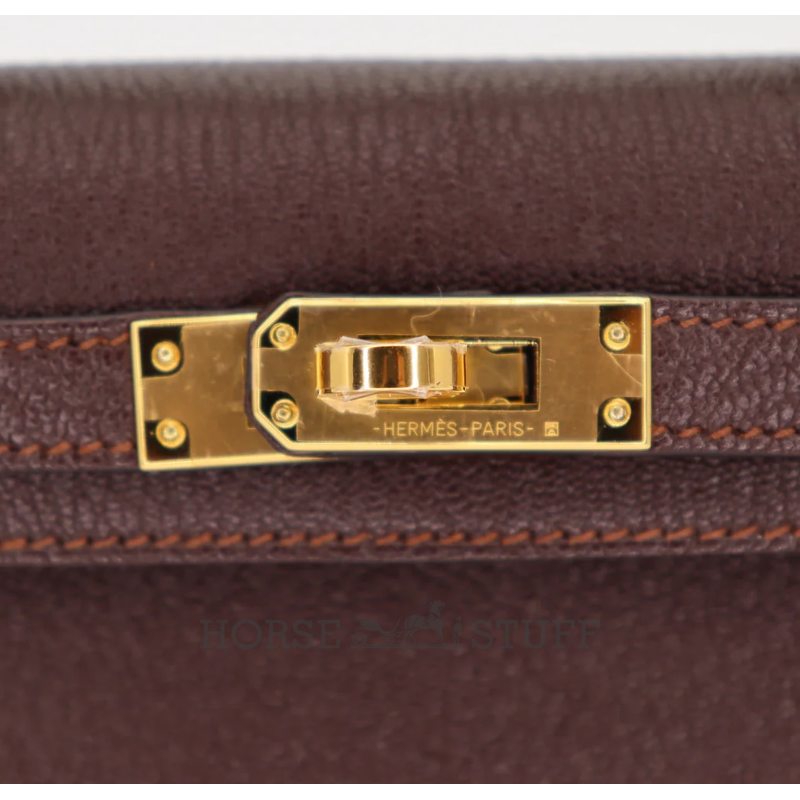 Hermès Kelly Sellier Mini II Havane Chèvre Mysore GHW