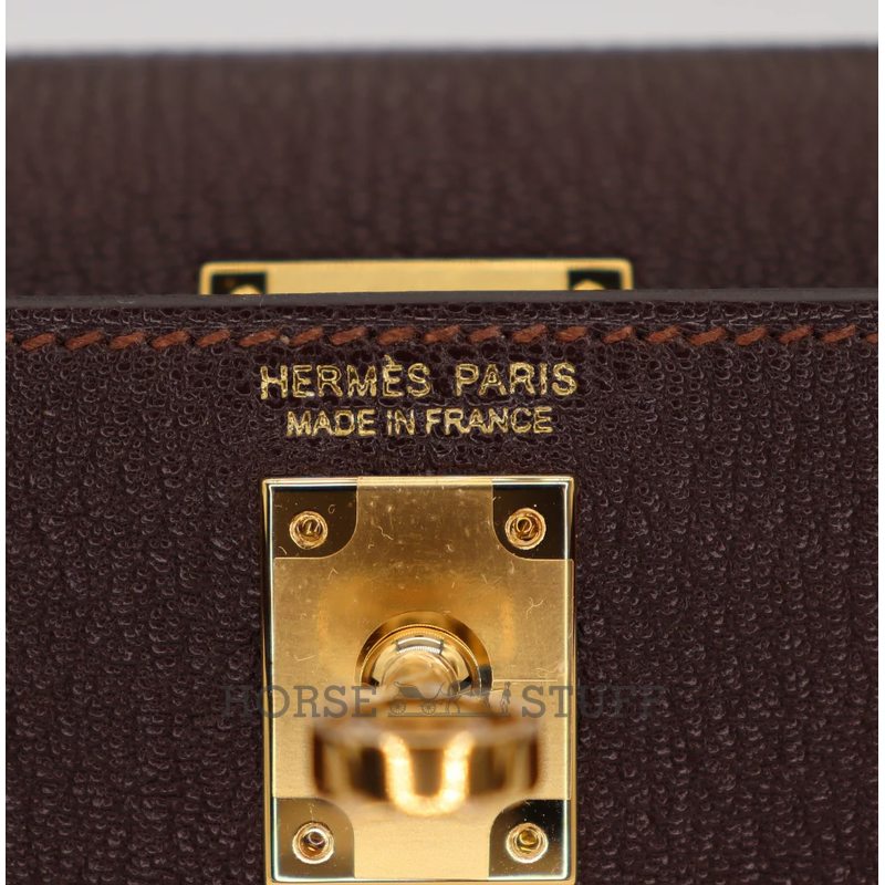 Hermès Kelly Sellier Mini II Havane Chèvre Mysore GHW