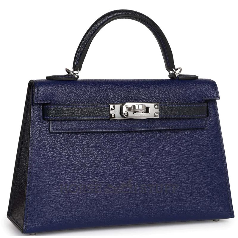 Hermès Kelly Sellier Mini II Special Order HSS Blue Encre / Blue Indigo Chevre PHW