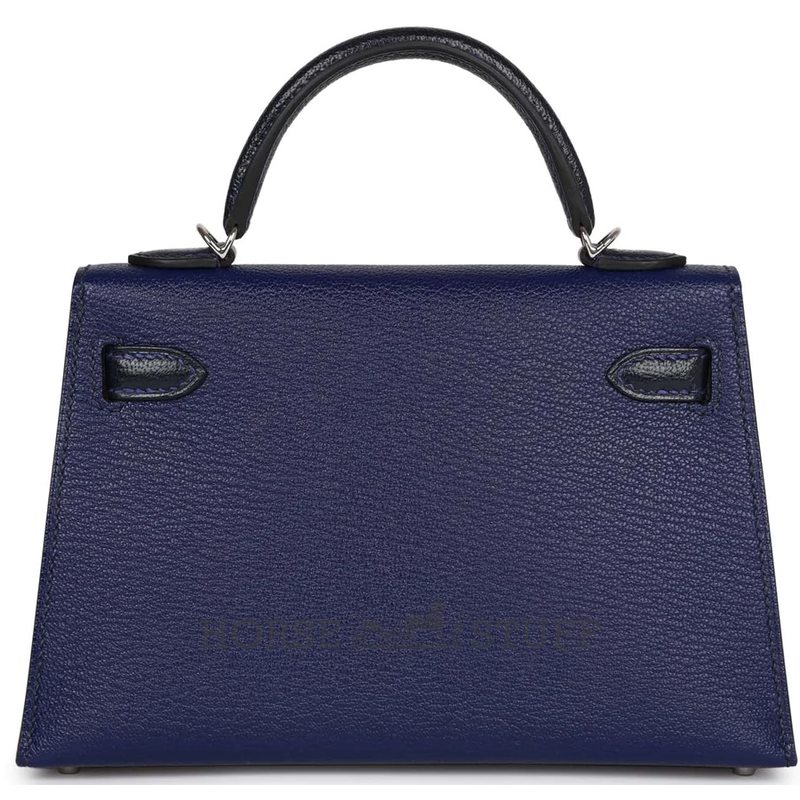 Hermès Kelly Sellier Mini II Special Order HSS Blue Encre / Blue Indigo Chevre PHW
