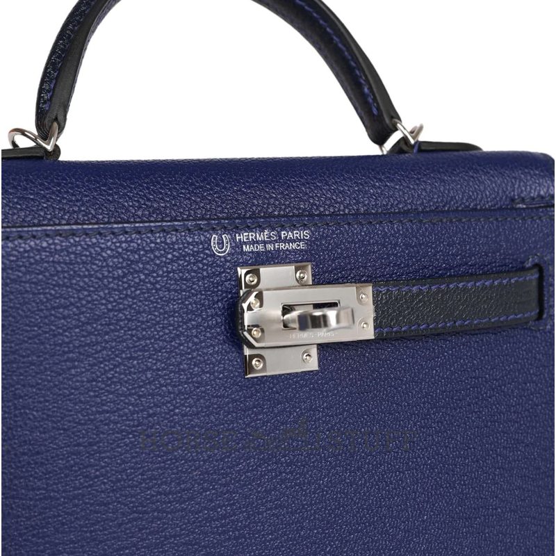 Hermès Kelly Sellier Mini II Special Order HSS Blue Encre / Blue Indigo Chevre PHW