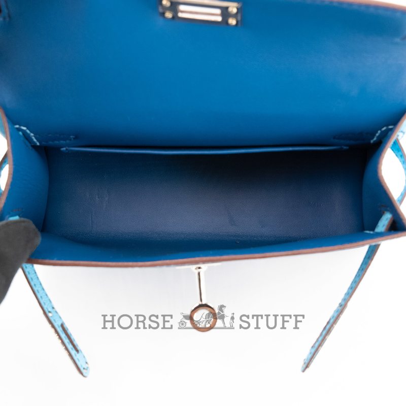 Hermès Kelly Sellier Mini II Special Order HSS Deep Blue / Celeste Chevre PHW
