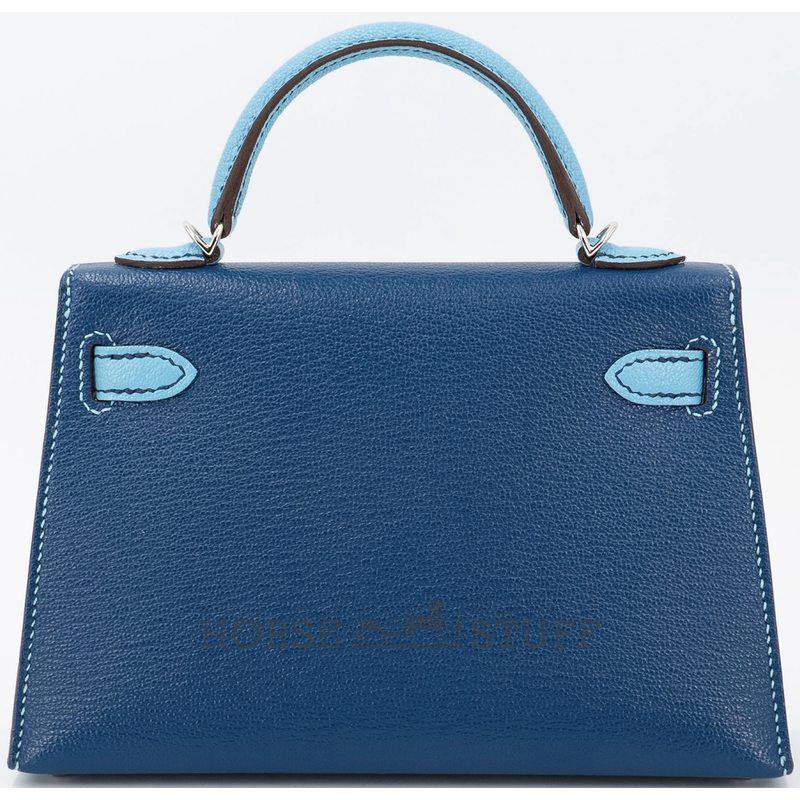 Hermès Kelly Sellier Mini II Special Order HSS Deep Blue / Celeste Chevre PHW