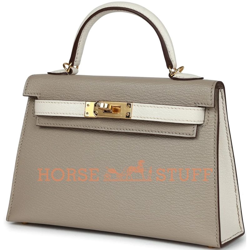 Hermès Kelly Sellier Mini II Special Order HSS Gris Tourterelle / Nata Chevre GHW