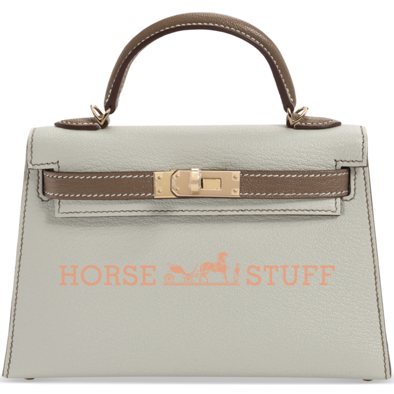 Hermès Kelly Sellier Mini II Special Order HSS Mushroom / Etoupe Chevre GHW