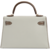 Hermès Kelly Sellier Mini II Special Order HSS Mushroom / Etoupe Chevre GHW