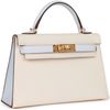 Hermès Kelly Sellier Mini II Special Order HSS Nata / Blue Brume Chevre GHW