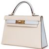 Hermès Kelly Sellier Mini II Special Order HSS Nata / Blue Brume Chevre GHW