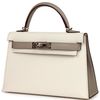 Hermès Kelly Sellier Mini II Special Order HSS Nata / Gris Tourterelle Chevre Permabrass