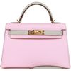 Hermès Kelly Sellier Mini II Special Order HSS Rose Sakura / Gris Perle Chevre GHW