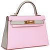 Hermès Kelly Sellier Mini II Special Order HSS Rose Sakura / Gris Perle Chevre GHW