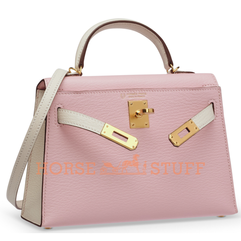 Hermès Kelly Sellier Mini II Special Order HSS Rose Sakura / Nata Chevre GHW