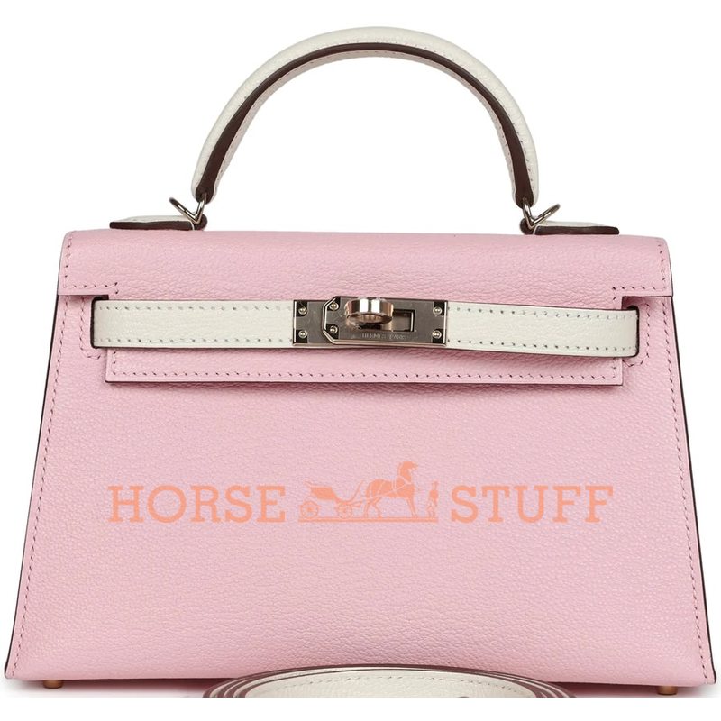 Hermès Kelly Sellier Mini II Special Order HSS Rose Sakura / Nata Chevre Permabrass