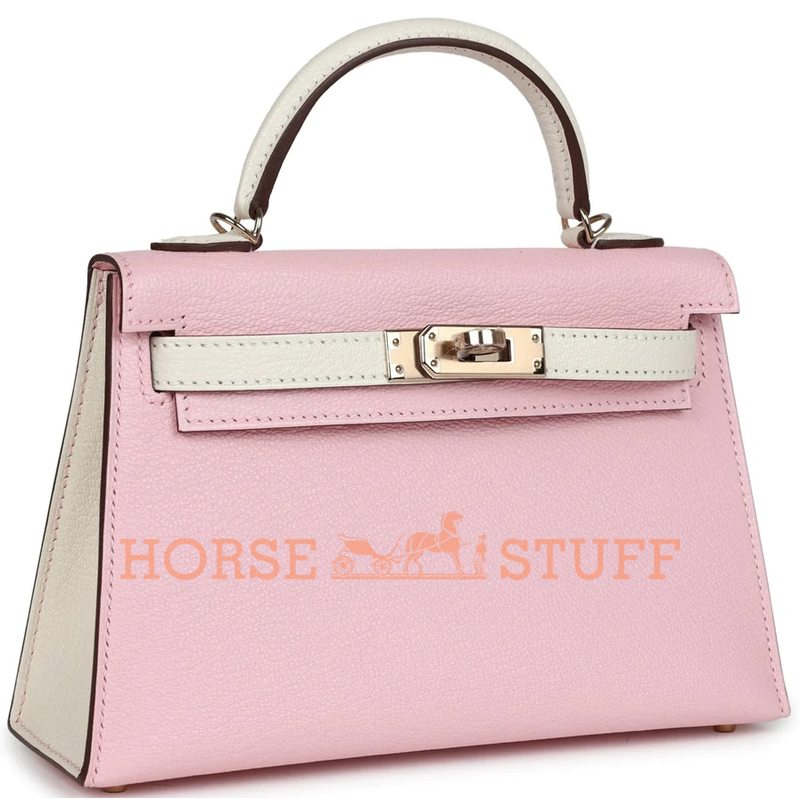 Hermès Kelly Sellier Mini II Special Order HSS Rose Sakura / Nata Chevre Permabrass