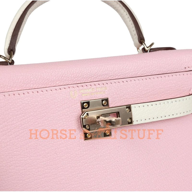 Hermès Kelly Sellier Mini II Special Order HSS Rose Sakura / Nata Chevre Permabrass