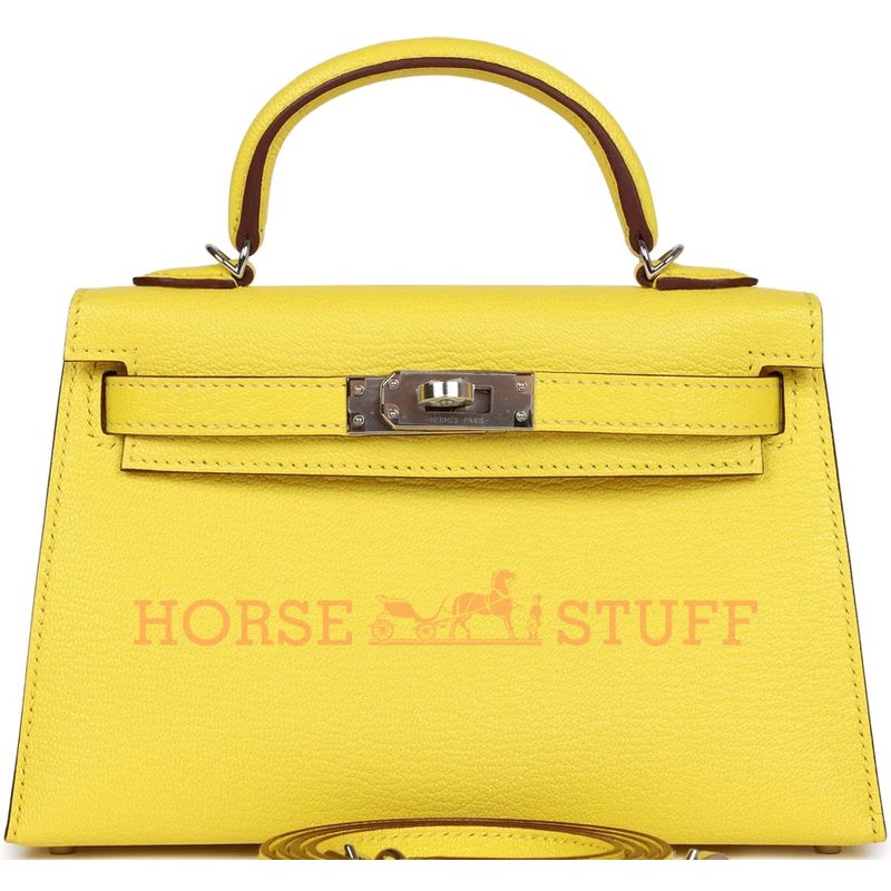 Hermès Kelly Sellier Mini II Jaune Citron Chèvre PHW