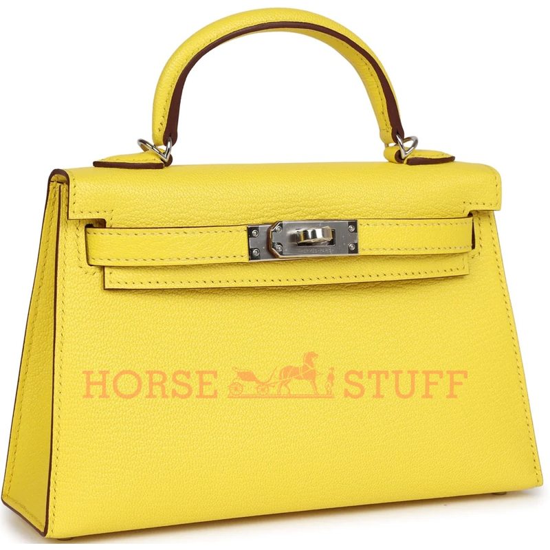 Hermès Kelly Sellier Mini II Jaune Citron Chèvre PHW