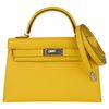 Hermès Kelly Sellier Mini II Verso Jaune de Naples / Rouge H Chèvre PHW