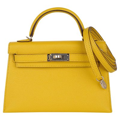 Hermès Kelly Sellier Mini II Verso Jaune de Naples / Rouge H Chèvre PHW