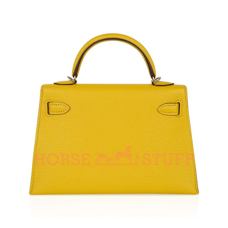 Hermès Kelly Sellier Mini II Verso Jaune de Naples / Rouge H Chèvre PHW