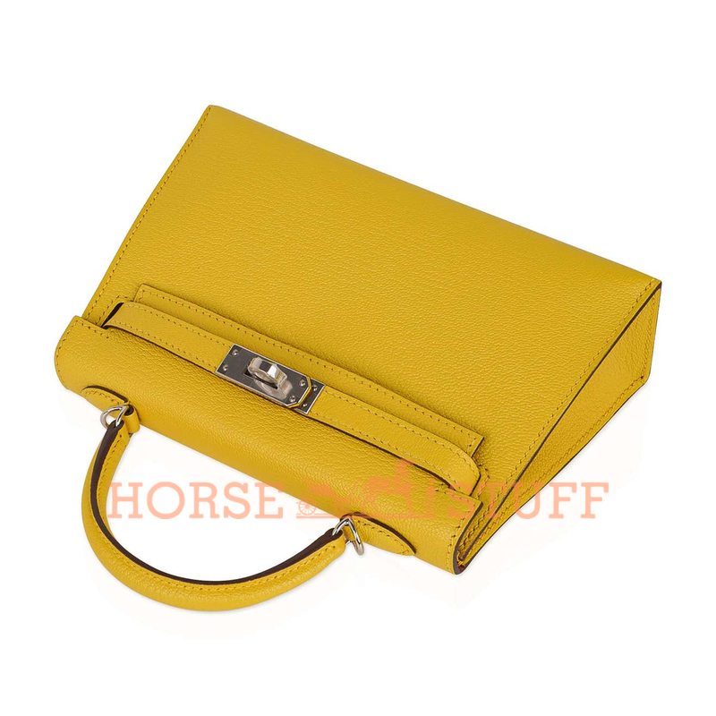 Hermès Kelly Sellier Mini II Verso Jaune de Naples / Rouge H Chèvre PHW