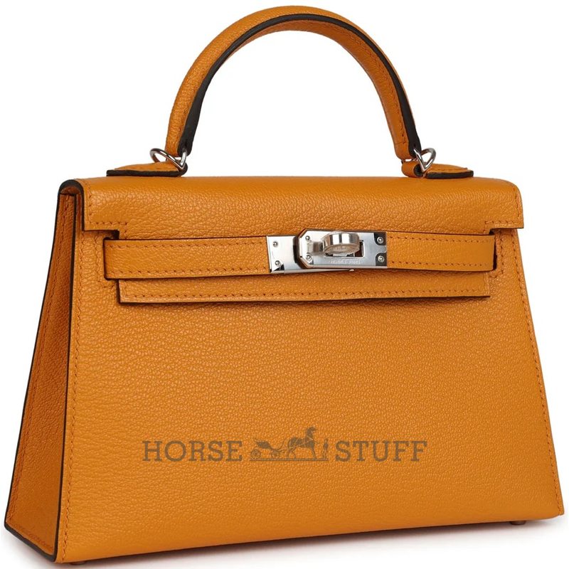 Hermès Kelly Sellier Mini II Moutarde Chevre Mysore PHW