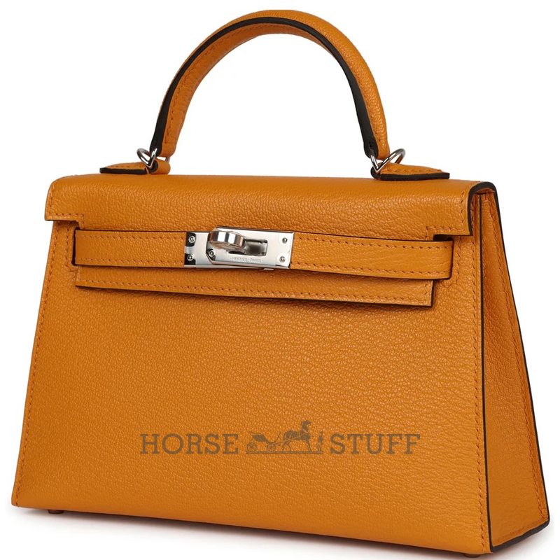 Hermès Kelly Sellier Mini II Moutarde Chevre Mysore PHW