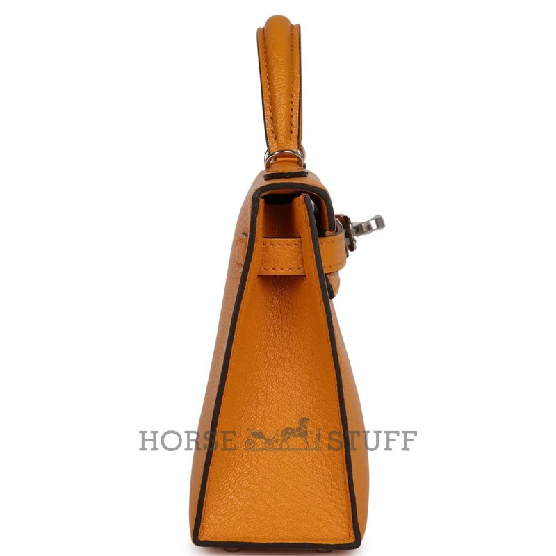 Hermès Kelly Sellier Mini II Moutarde Chevre Mysore PHW