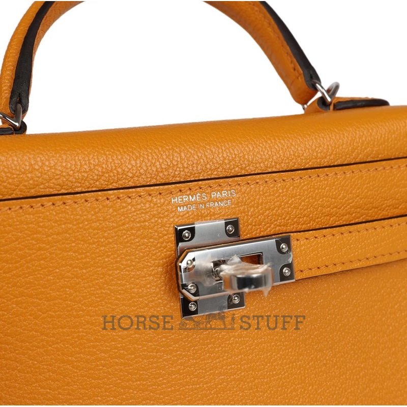 Hermès Kelly Sellier Mini II Moutarde Chevre Mysore PHW