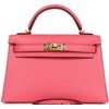 Hermès Kelly Sellier Mini II Rose Azalee Chèvre Mysore GHW