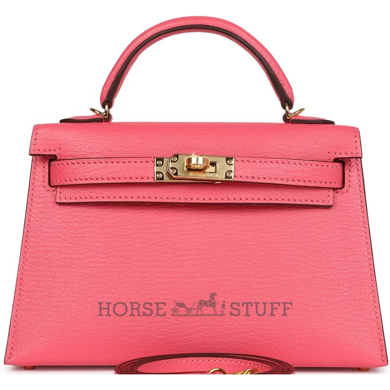 Hermès Kelly Sellier Mini II Rose Azalee Chèvre Mysore GHW