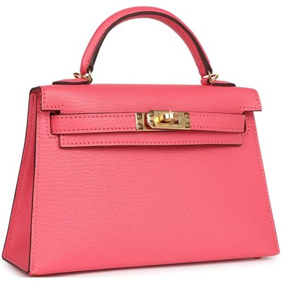 Hermès Kelly Sellier Mini II Rose Azalee Chèvre Mysore GHW