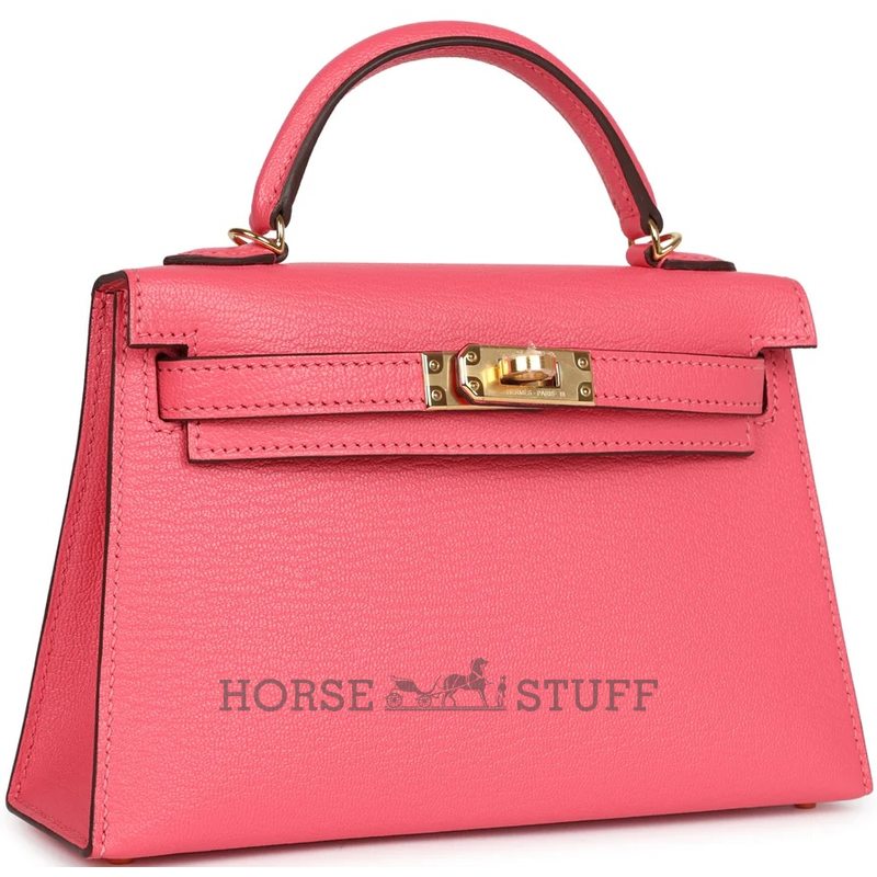 Hermès Kelly Sellier Mini II Rose Azalee Chèvre Mysore GHW