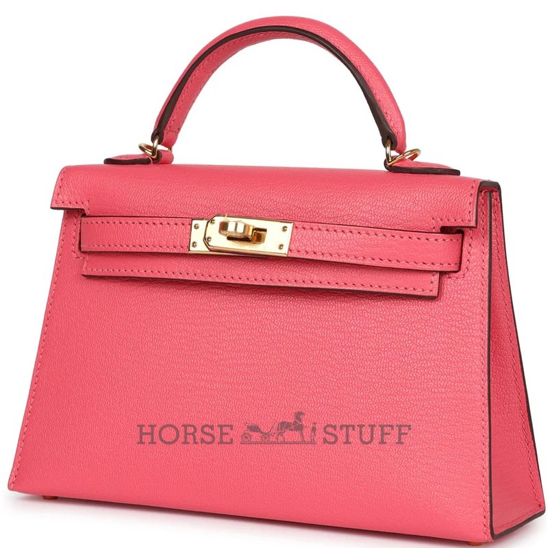 Hermès Kelly Sellier Mini II Rose Azalee Chèvre Mysore GHW