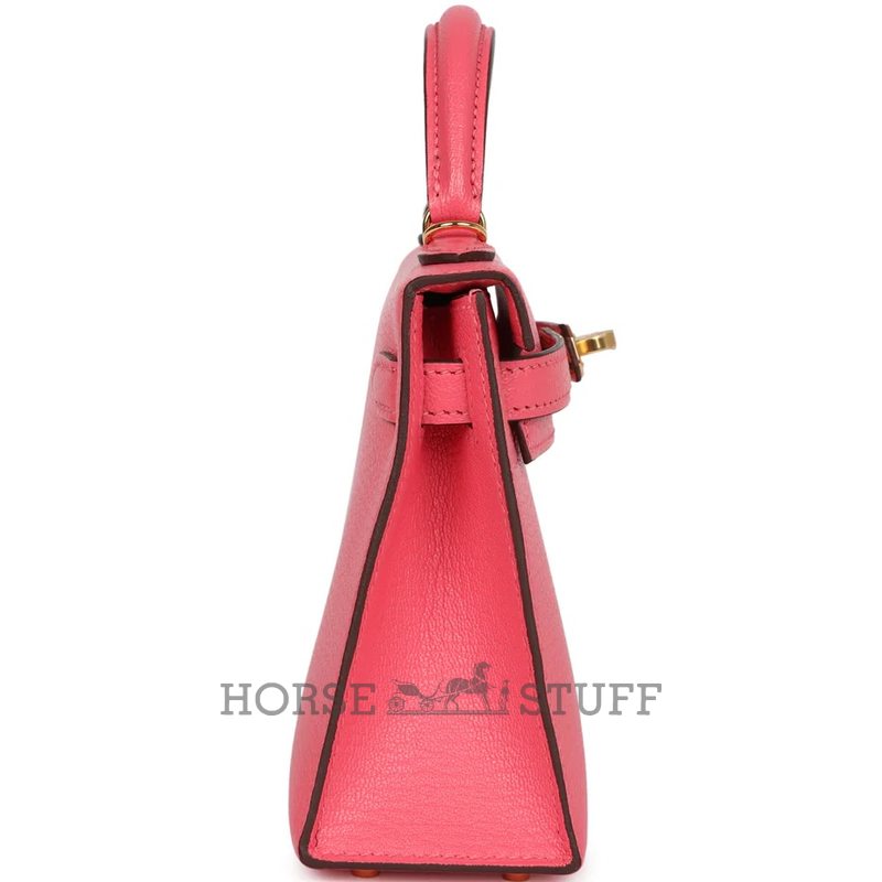 Hermès Kelly Sellier Mini II Rose Azalee Chèvre Mysore GHW
