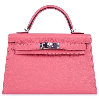 Hermès Kelly Sellier Mini II Rose Lipstick Chèvre PHW