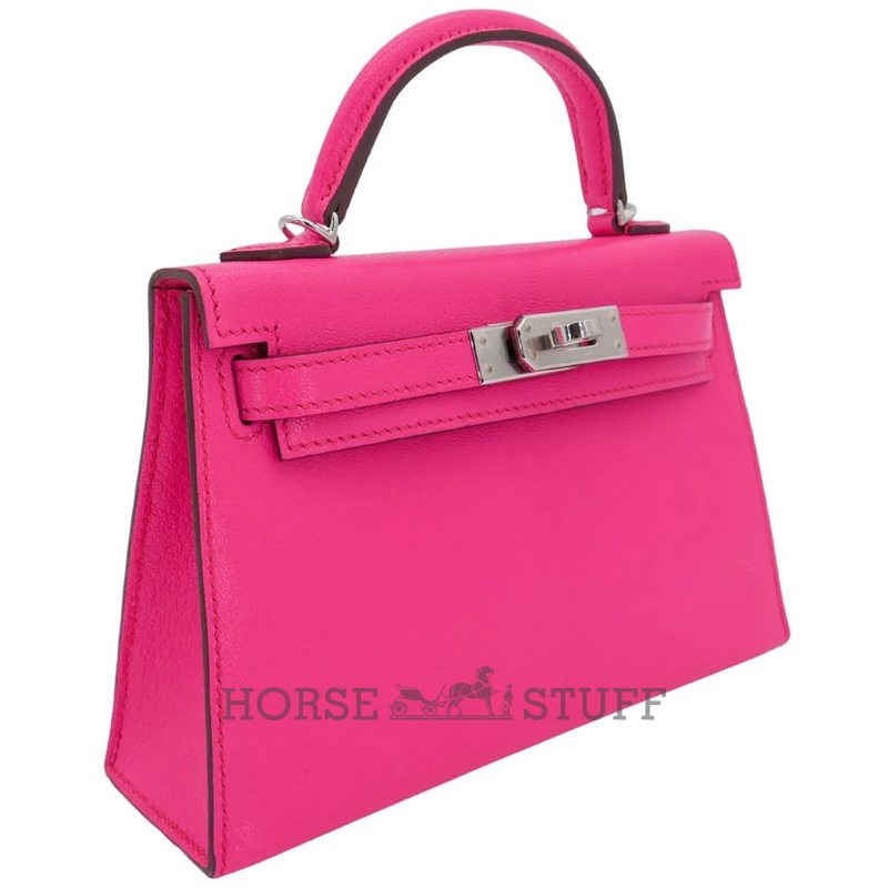 Hermès Kelly Sellier Mini II Rose Pop Chèvre Mysore PHW