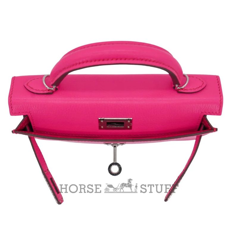 Hermès Kelly Sellier Mini II Rose Pop Chèvre Mysore PHW