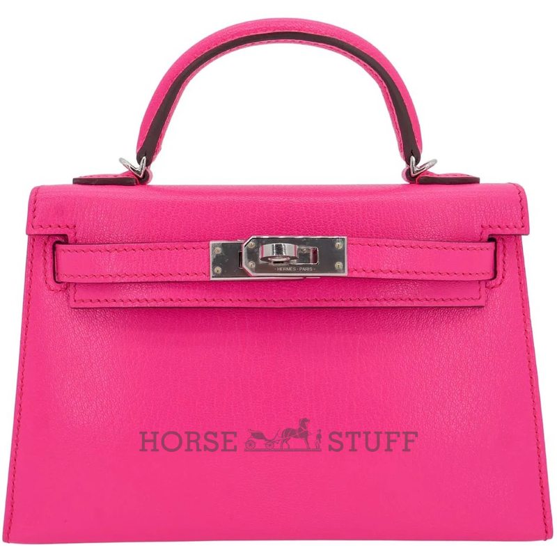 Hermès Kelly Sellier Mini II Rose Pop Chèvre Mysore PHW
