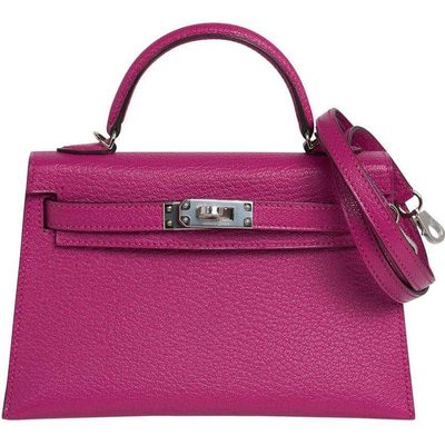 Hermès Kelly Sellier Mini II Rose Pourpre Chèvre PHW