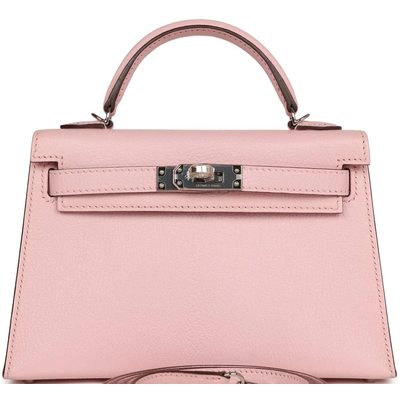 Hermès Kelly Sellier Mini II Rose Sakura Chèvre PHW