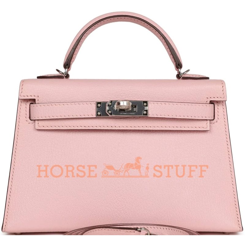 Hermès Kelly Sellier Mini II Rose Sakura Chèvre PHW