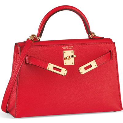 Hermès Kelly Sellier Mini II Rouge de Coeur Chèvre GHW