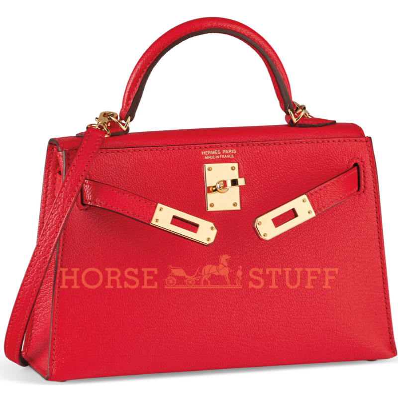 Hermès Kelly Sellier Mini II Rouge de Coeur Chèvre GHW