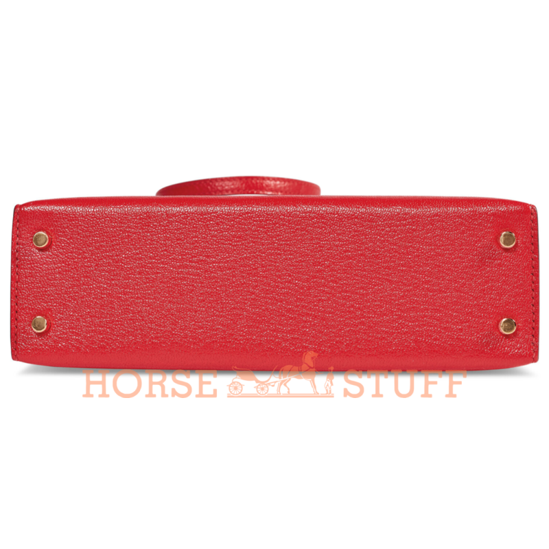 Hermès Kelly Sellier Mini II Rouge de Coeur Chèvre GHW