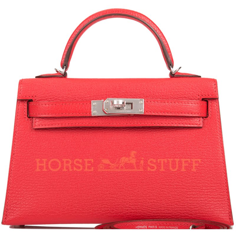 Hermès Kelly Sellier Mini II Rouge de Coeur Chèvre PHW