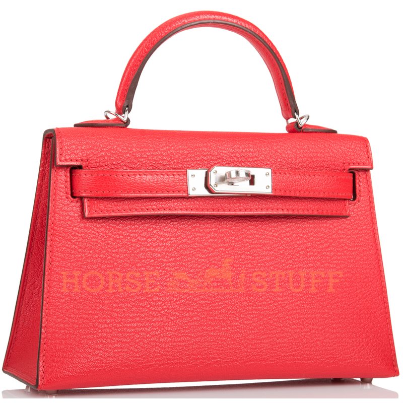 Hermès Kelly Sellier Mini II Rouge de Coeur Chèvre PHW